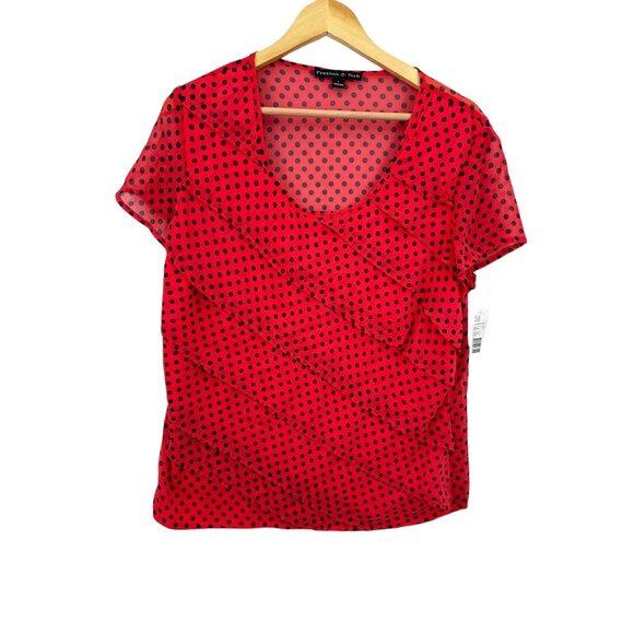 Preston and‎ York Shirt Blouse Top womens Size L Daphne Teaberry Tiered MSRP $49 - Picture 1 of 9